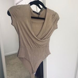 Nude/beige v neck bodysuit